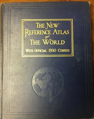 Vintage 1934 " Reference Atlas Of The World 1930 Census C.  S.  Hammond
