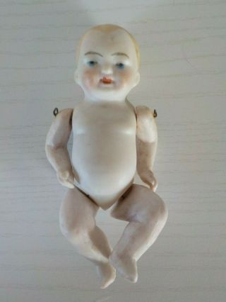 Antique German Bisque Jointed Baby Doll 3 5/8 Inches Long