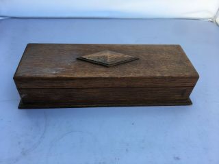 Antique Victorian Oblong Wooden Oak Hand Made Storage Box Hinged Lid