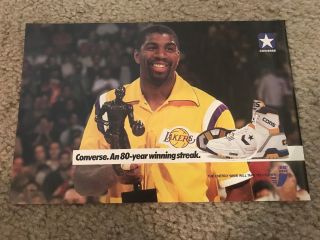Vintage 1988 Magic Johnson Converse Poster Print Ad 1980s Cons 1980s Rare Lakers