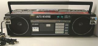 Vintage Panasonic Stereo Cassette Recorder Boombox Rx - Fm27 Radio Black Rare