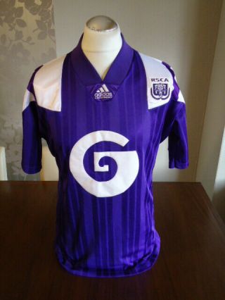 Rsca Anderlecht 1992 Adidas Purple Away Shirt Medium Rare Near