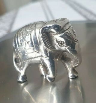 Vintage Solid Silver Italian Made Miniature Of A Circus Elephant.  Rare.  Heavy