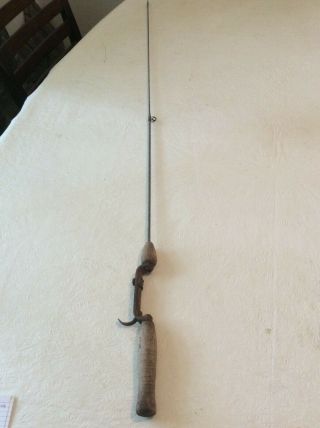 Vintage Premax Steel Fishing Rod With Wood Handle 50.  25 " Long