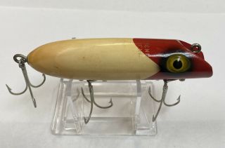 Vintage South Bend Bass Oreno Pressed Eye Red Head Wood Fishing Lure