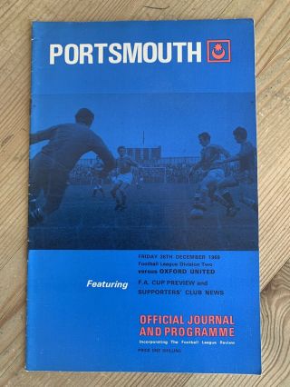 Portsmouth V Oxford United Rare Postponed Football Programme 26/12/1969