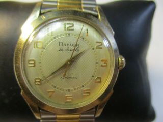 Rare Vintage Baylor Swiss 25jewels Automatic Watch 10k Gold Filled Bezel