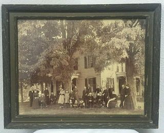 C.  1900 Family Reunion Photo 10 " X 12 " Framed Rare