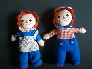 Vintage Raggedy Ann & Andy Bean Bag Dolls Knickerbocker 1972