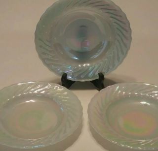 Rare Anchor Hocking Fire King Swirl Aurora Shell Mother Of Pearl Soup Bowl 8.  75 "