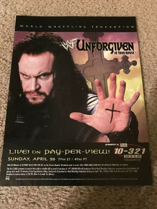 Vintage 1998 Wwf Unforgiven Ppv Poster Print Ad Undertaker 1990s Wwe Rare