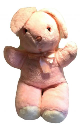 Vintage Old Pink Plush Easter Bunny Rabbit Pink Eyes K.  B.  Bros Inc 20 " Stuffed