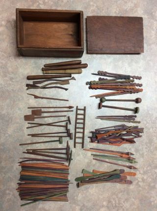 Set Of Civil War Period Wood " Pick Up Sticks " Game W/ Box Very Rare