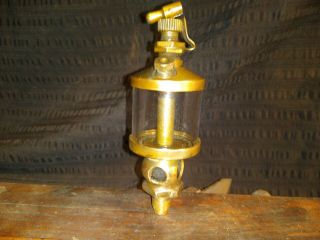 Antique Brass Drip Oiler,  Hit And Miss 1 1/2 Size,  4 Window Sight Glass