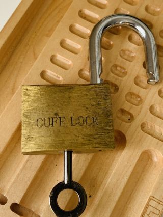 Cuff Lock High Security Padlock w/ Handcuff Key Locksport Rare 2