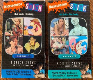 Snick Vol.  1 & 2 Nick Snicks Friendship / The Family Vhs Tape Rare Nickelodeon