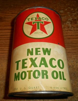 Vintage Texaco Texaco Motor Oil One Quart Can/full/rare