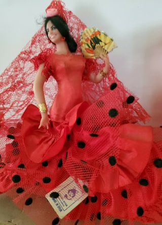 Vintage Marin Spanish Flamingo Doll Dancer W/tag Latino Hispanic
