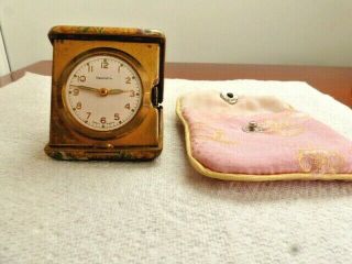 Gorgeous Little Vintage Newmark Travel Clock With Cloth Case