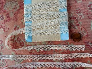 3/8 " Thin Fine Vintage French Lace Trim Antique Almost 3 Yards Dolls Edging