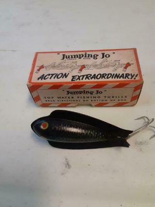 Vintage Jumping Jo Fishing Lure With Box Black Scale