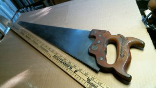 1939 Disston D - 23 Visible Etch Saw 7 Pt 26 In Crosscut Antique Vintage Old Tool