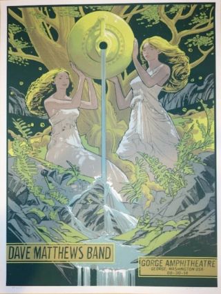Rare Dave Matthews Band Dmb The Gorge 8/30/14 Poster Signed & Numbered 646/1455