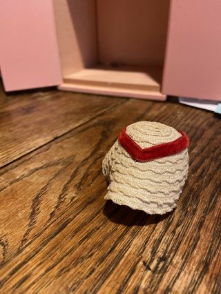 Vintage Vogue Ginny Doll Hat - White With Red Velvet Ribbon