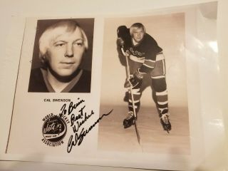 Cal Swenson Autographed Photo Winnipeg Jets 1970s Hockey Star Wha Signed Rare