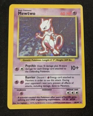 Mewtwo 10/102 Base Set Pokemon Card N Ultra Rare Holo Psa 8 ? Oc Error?