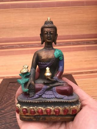 Chinese Antiques Cloisonne Copper Ware Buddhist Guanyin Statue T025