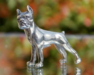 Rare Vintage Solid Silver Model Of A Boxer Dog