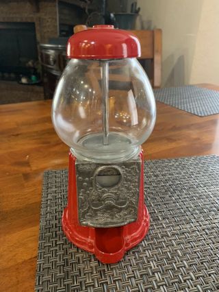 Vintage Carousel Antique Petite Gumball Machine 9 " All Metal,  Glass Globe -