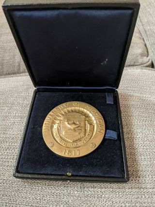 Vintage University Of Michigan Bronze Medallion Rare Service Award Medallic Art