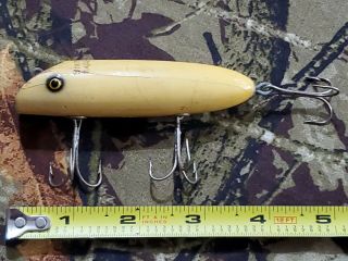 Antique Vintage Fishing Lure South Bend Wooden Topwater Plug 3 Hooks