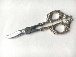 Vtg Ornate Sterling Silver Handle Grape Shears Scissors Italy Italian Sterling