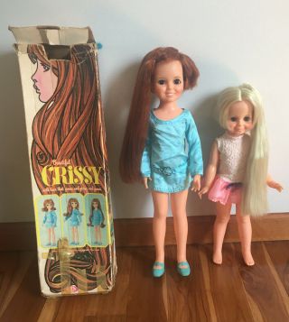 Vintage Ideal Crissy Doll W/box & Velvet (w/o Box) Dresses