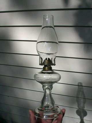 Old Small C.  1900 Antique Pedestal Oil Lamp A,
