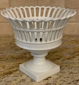 Antique Old Paris Reticulated Porcelain Compote Pedestal Basket