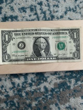 Extremely Low Serial Number 1$ One Dollar Bill Three Digit 2013 Star Note Rare