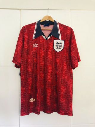 Rare England Football Shirt 1993/95 Away Soccer Jersey Umbro Adult Xl