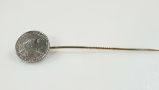 Antique Stick Pin Silver Coin & 14K Yellow Gold 2