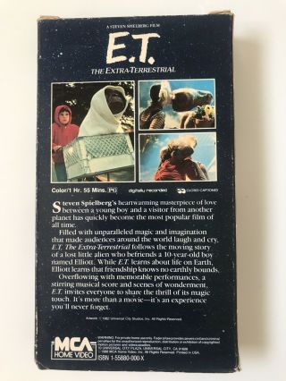 E.  T.  ET VHS 1982 Black,  Green Cassette Rare Collectible Steven Spielberg 2