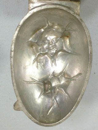 Krauss " Baby In Egg " Antique Pewter Hinged Ice Cream Chocolate Mold Halloween