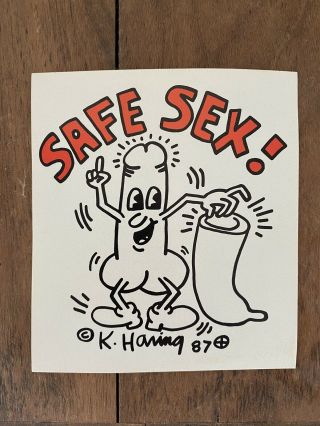 Vintage Keith Haring Safe Sex 1987 Sticker
