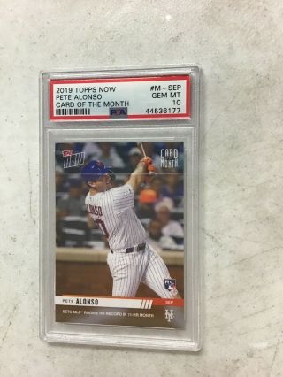 2019 Topps Now Pete Alonso Rookie Rc Card Of The Month Psa 10 Rare Mets Sp