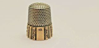 Antique 14k & Sterling Ketcham & Mcdougall Fluted Thimble Size 10