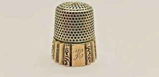 Antique 14K & Sterling Ketcham & McDougall Fluted Thimble Size 10 2