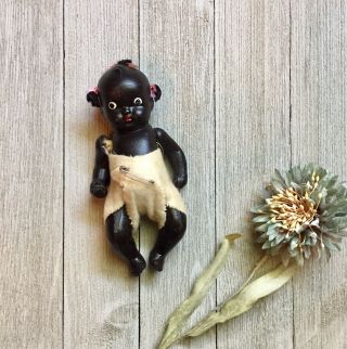 Antique African American Black Baby Doll Bisque Made In Japan (1)