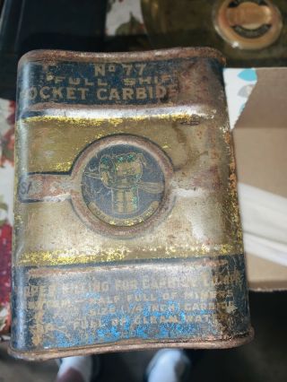 Number 77 Full Shift Pocket Carbide Can Justrite Tin For Metal Miners.